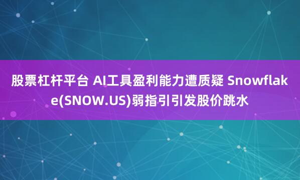 股票杠杆平台 AI工具盈利能力遭质疑 Snowflake(SNOW.US)弱指引引发股价跳水
