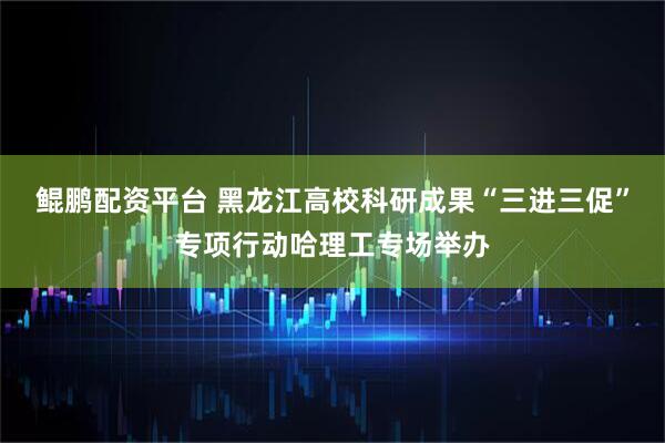 鲲鹏配资平台 黑龙江高校科研成果“三进三促”专项行动哈理工专场举办